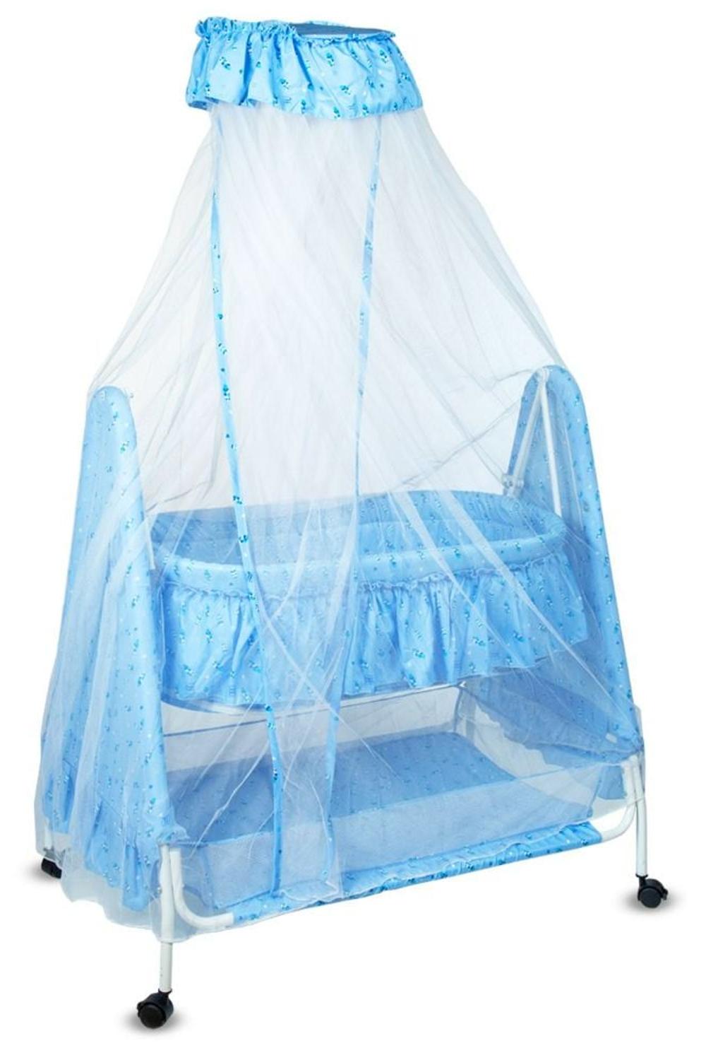 Mee Mee Spacious Swinging Baby Cradle with Mosquito Net (Blue)